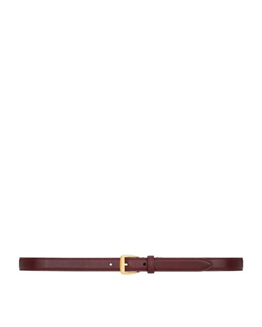 Saint Laurent White Leather Trapezoid Buckle Belt