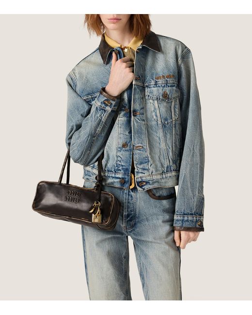 Miu Miu Brown Leather Beau Top-Handle Bag