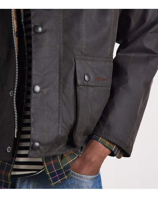 Barbour Black X Paul Smith Waxed Transport Windowpane Jacket for men