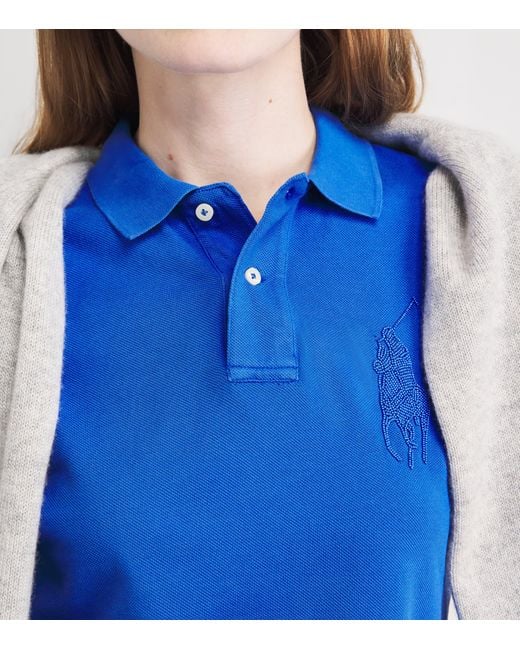 Polo Ralph Lauren Blue Cotton Beaded Big Pony Polo Shirt
