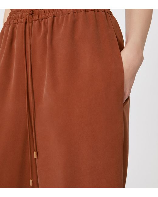 Max Mara Brown Silk Wide-Leg Trousers