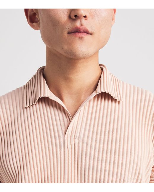 Homme Plissé Issey Miyake Pink Pleated Polo Shirt for men