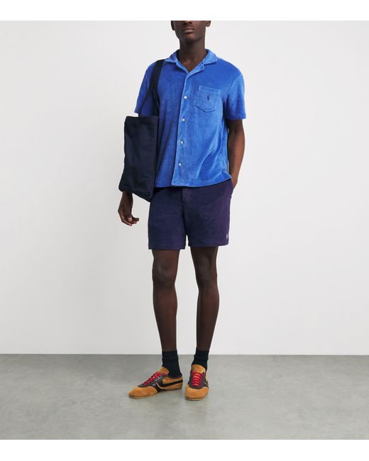 Polo Ralph Lauren Blue Cotton Terry Polo Pony Shorts for men