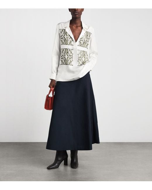 Max Mara White Silk Monogram Shirt