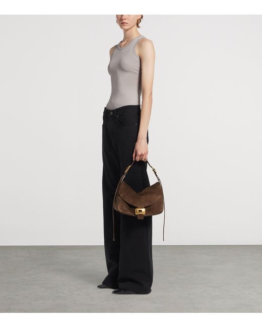 Balenciaga Brown Suede Clicca Shoulder Bag