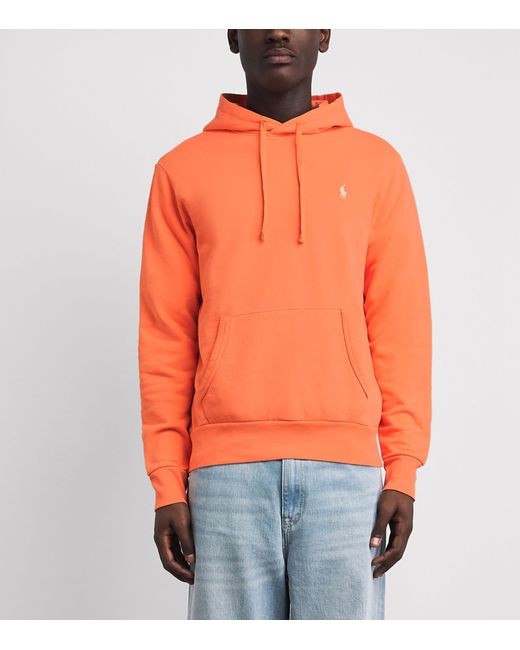 Polo Ralph Lauren Orange Cotton Loopback Fleece Polo Pony Hoodie for men