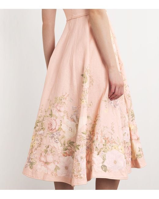 Zimmermann Pink Linen Floral Waverly Dress