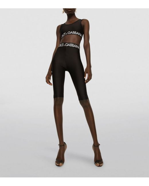 Dolce & Gabbana Black Logo Waistband Short Leggings