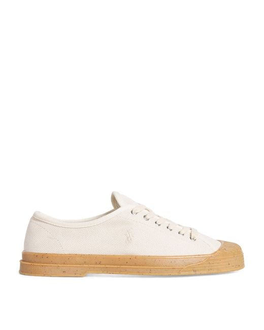 Polo Ralph Lauren White Canvas Essence 100 Cap-Toe Sneakers