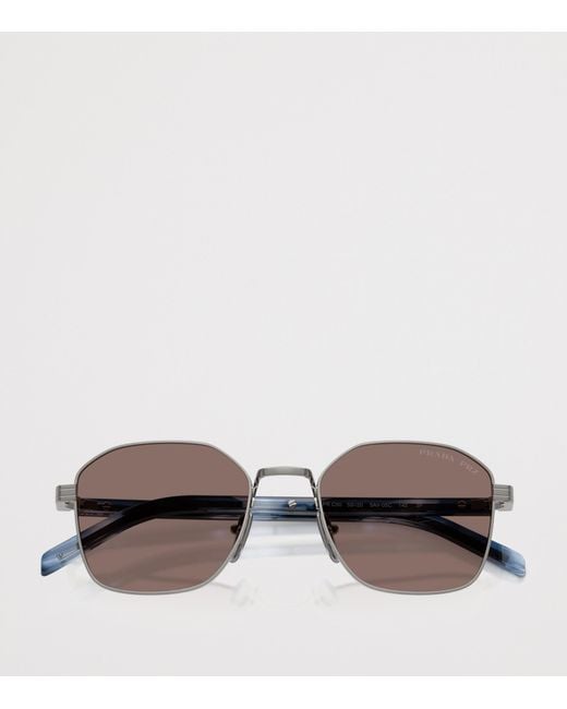 Prada Brown Metal Geometric Sunglasses for men