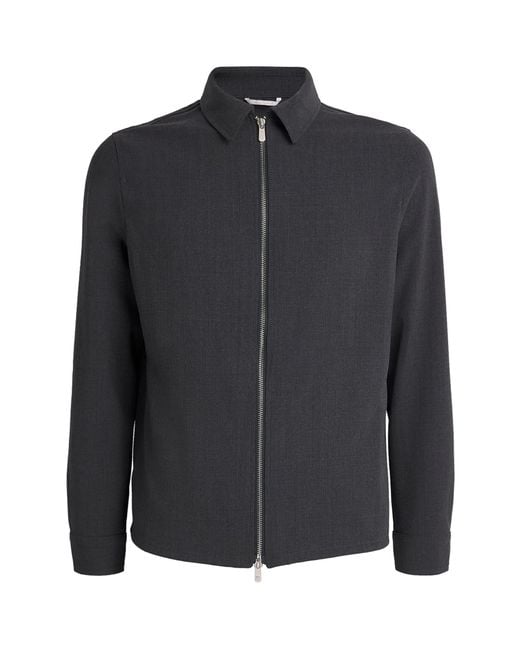 Marco Pescarolo Black Wool-Cashmere-Blend Zip-Up Overshirt for men