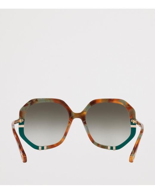 Chloé Brown Chunky Ocatagonal Sunglasses