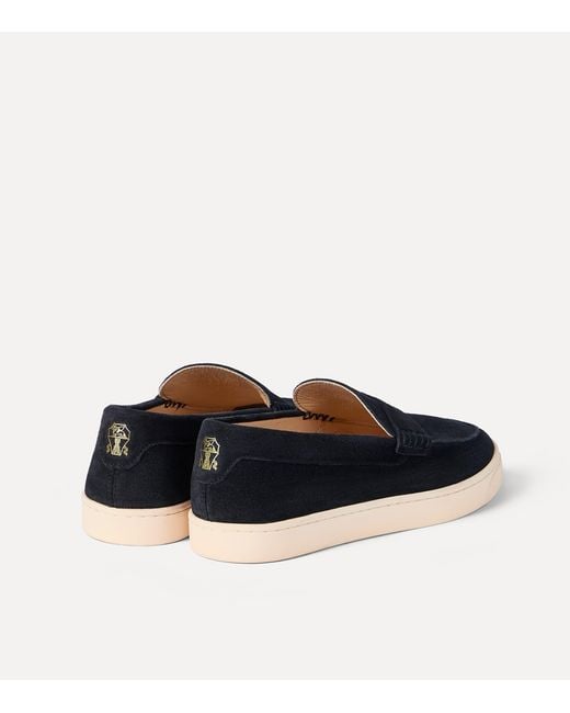 Brunello Cucinelli Blue Suede Hybrid Loafers