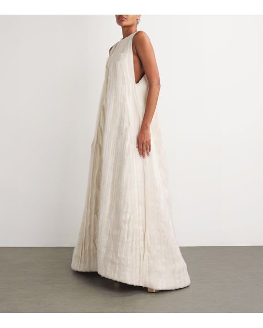 Amir Al Kasm White Shredded-Effect A-Line Gown