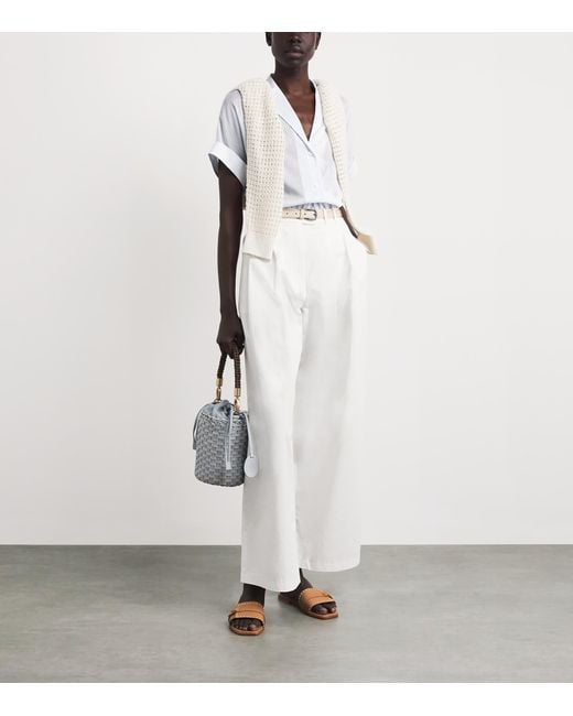 Eleventy White Cotton-Silk Striped Shirt