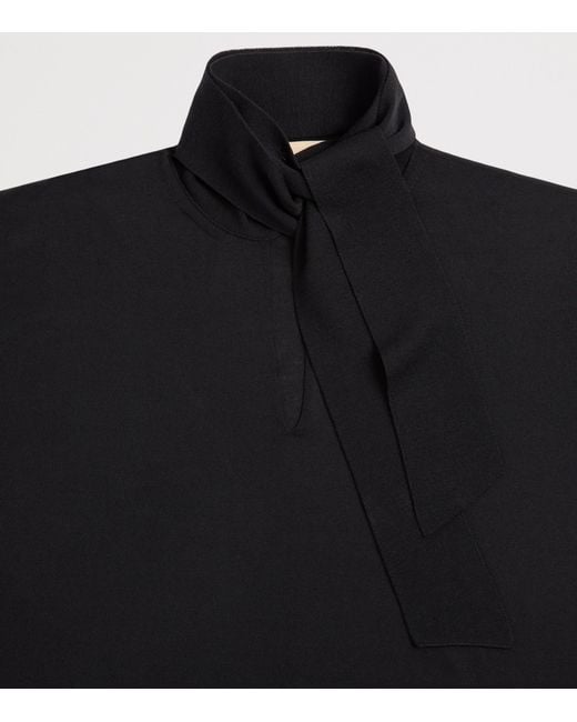 Valentino Blue Wool Tie-Neck Sweater