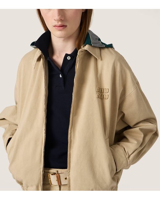 Miu Miu Natural Gabardine Hooded Jacket