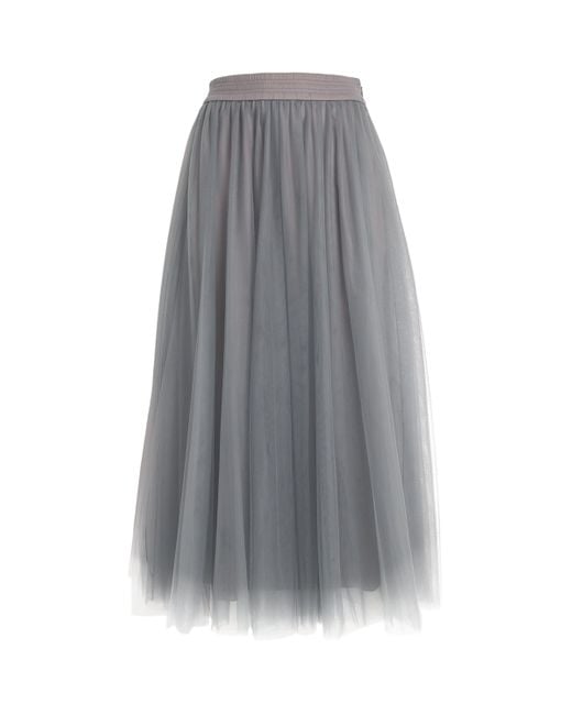 Fabiana Filippi Gray Netting Midi Skirt