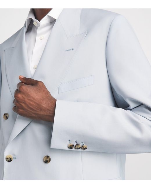 Paul Smith White Wool-Mohair Double-Breasted Blazer for men