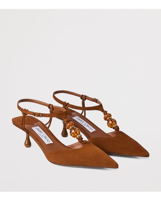 Jimmy Choo Brown Lauri 50 Suede Slingback Pumps