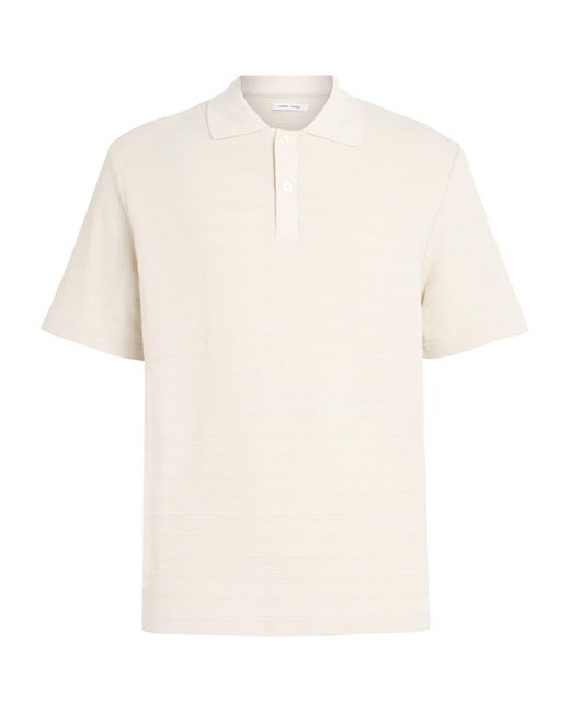 Samsøe & Samsøe White Organic Cotton Rib-Kit Sajase Polo Shirt for men