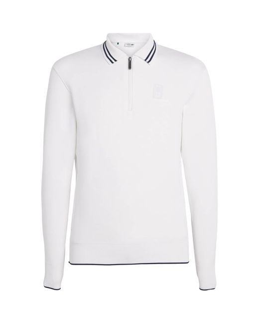 Lacoste White Tennis Heritage Polo Collar Quarter-Zip Sweatshirt for men