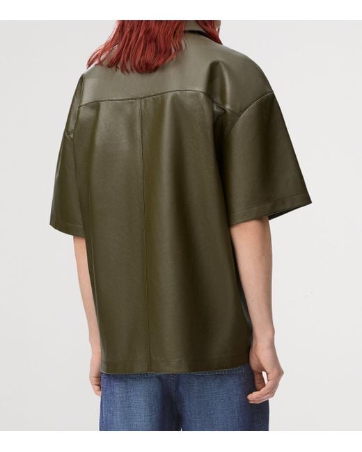 Loewe Green Leather Short-Sleeve Shirt for men