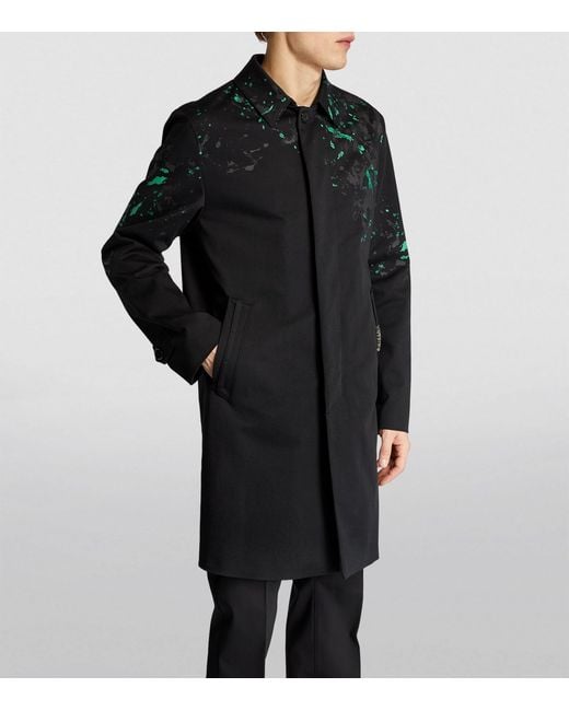 Moschino Black Paint-splattered Overcoat for men