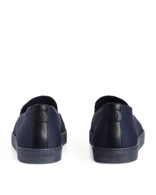 Giorgio Armani Blue Chevron Jacquard Slip-on Sneakers for men