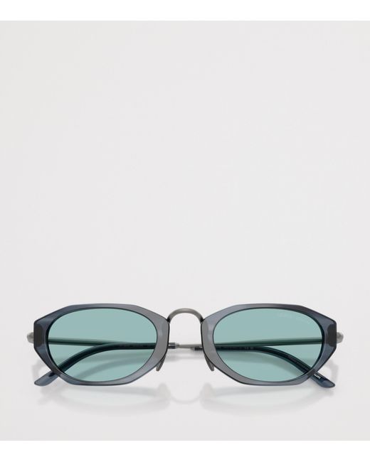 Giorgio Armani Green Irregular Oval Sunglasses for men
