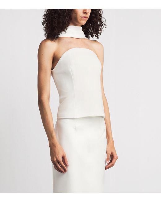 Roland Mouret White Bustier Moon Top With Scarf