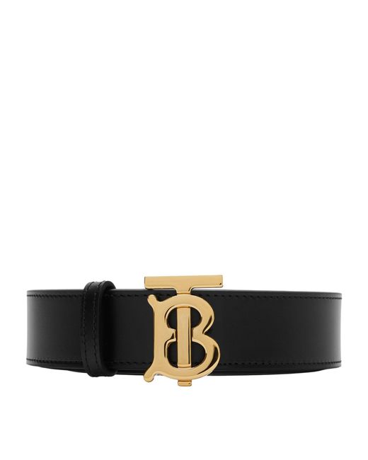 Burberry Black Reversible Leather Tb Monogram Belt