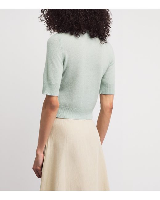 LeKasha Green Cashmere Short-Sleeve Chypre Sweater