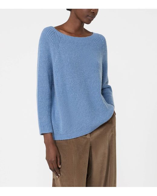 Weekend by Maxmara Blue Ribbed Round-Neck Sweater