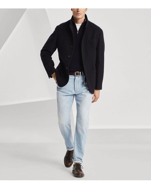 Brunello Cucinelli Black Cashmere Coat for men