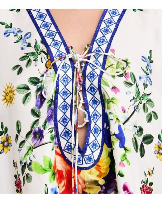 Camilla Blue Silk Tiles Darls Blouse