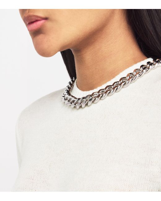 Stella McCartney White Virgin Wool Falabella-Chain Sweater