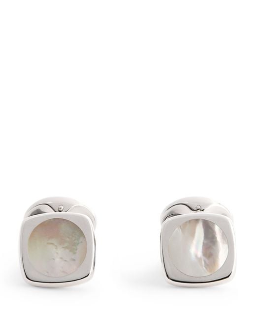 Deakin & Francis White Sterling And Mother-Of-Pearl Cushion Cufflinks for men