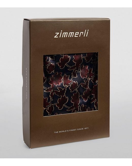Zimmerli of Switzerland Purple Silk Leaf Print Boxer Shorts for men