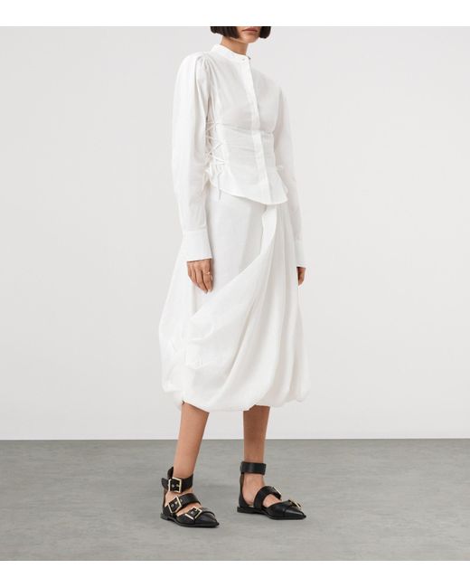 AllSaints White Organic Cotton Lace-Up Evanna Shirt
