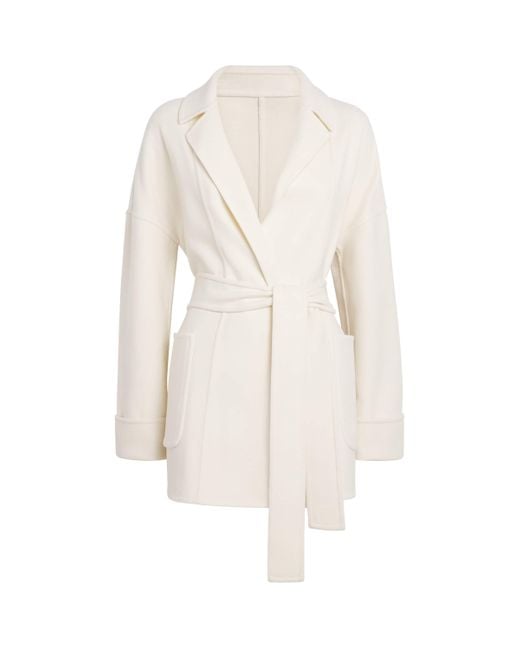 Eleventy White Wool Reversible Wrap Coat