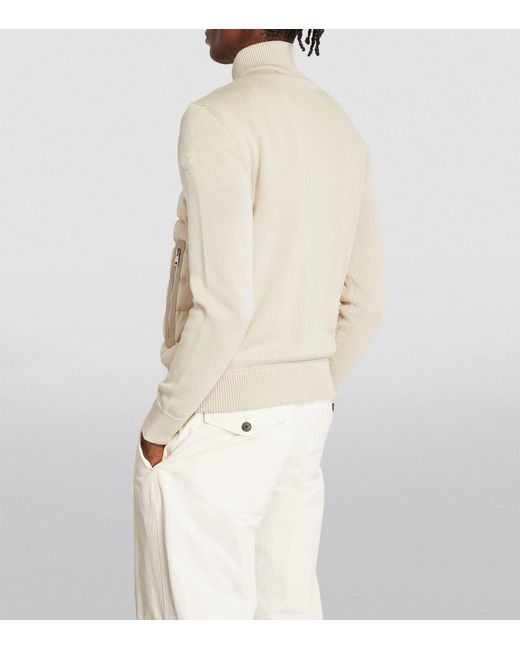 Moncler White Cotton Padded Cardigan for men