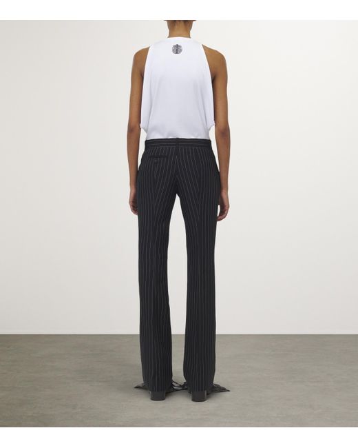 Alexander McQueen Black Wool-Mohair Pinstripe Bootcut Trousers