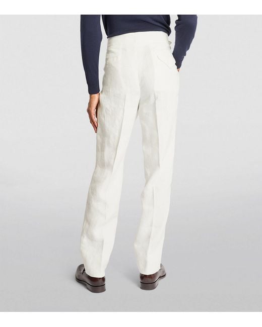 Ralph Lauren Purple Label White Linen Byron Tailored Trousers for men
