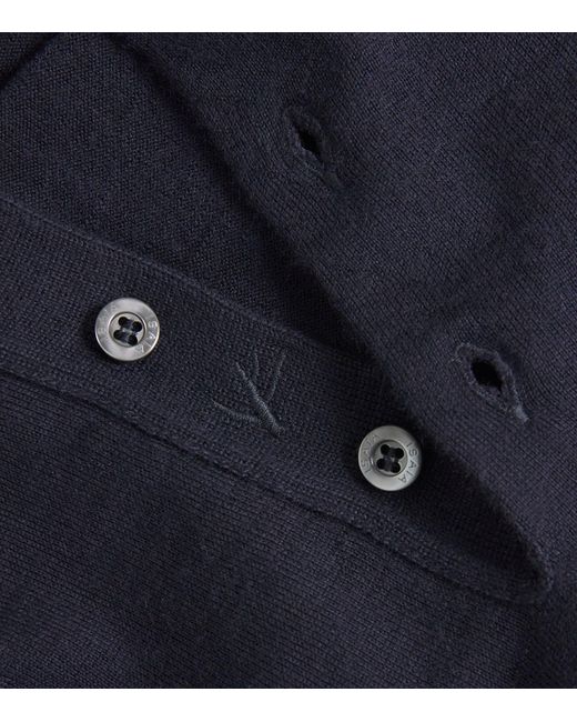 Isaia Blue Cashmere-Silk Knit Polo Shirt for men