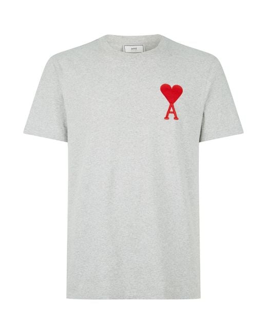 AMI Gray Big Heart T-shirt for men