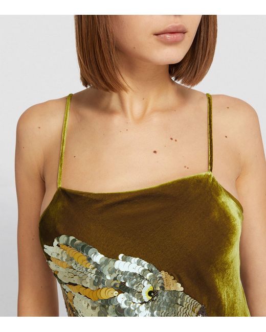 Olivia Von Halle Metallic Velvet-silk Embellished Icon Midi Dress
