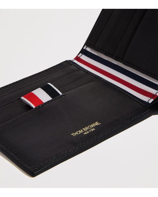 Thom Browne Black Leather Bifold Wallet for men