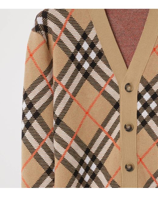 Burberry Brown Wool-Blend Check Cardigan for men
