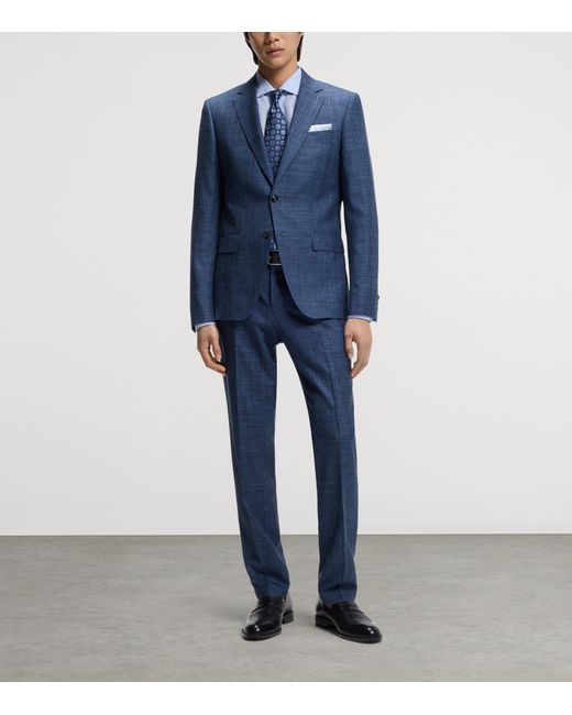 Boss Blue Linen Regular-Fit Shirt for men